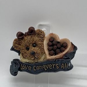 Vintage Boyd's Bears Love Conquers All Brooch Pin Valentine's Day